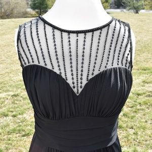 Beaded & Shirred Black Gown